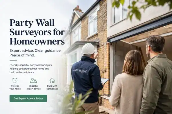 Image of couple with Party wall survey from Survey One Bolton